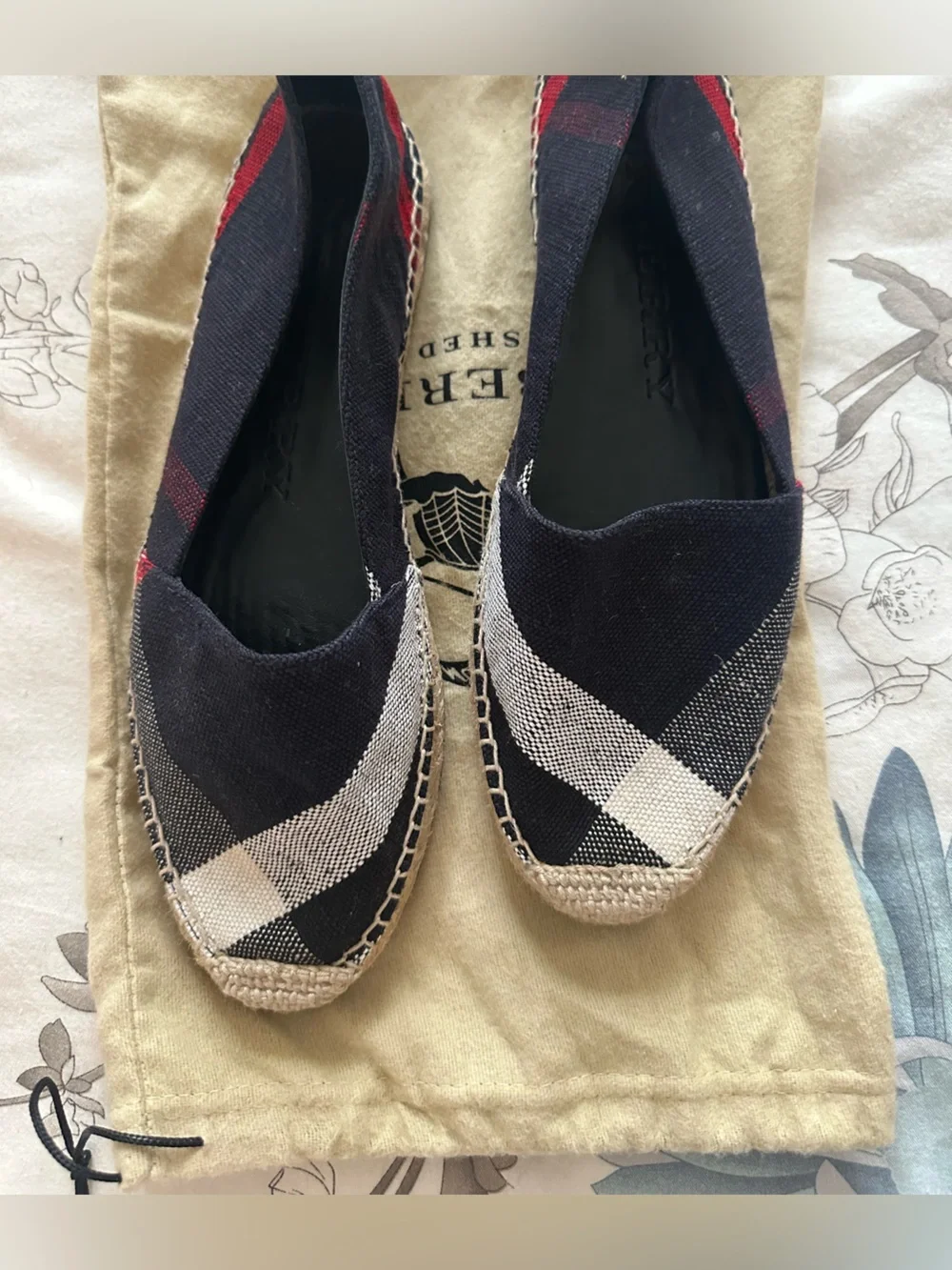 Burberry Black Canvas Espadrilles with Red Accents